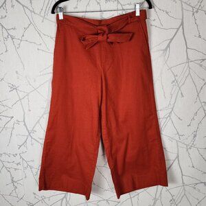 Banana Republic Linen Cotton Blend Belted Rowan Wide Leg Crop Pants